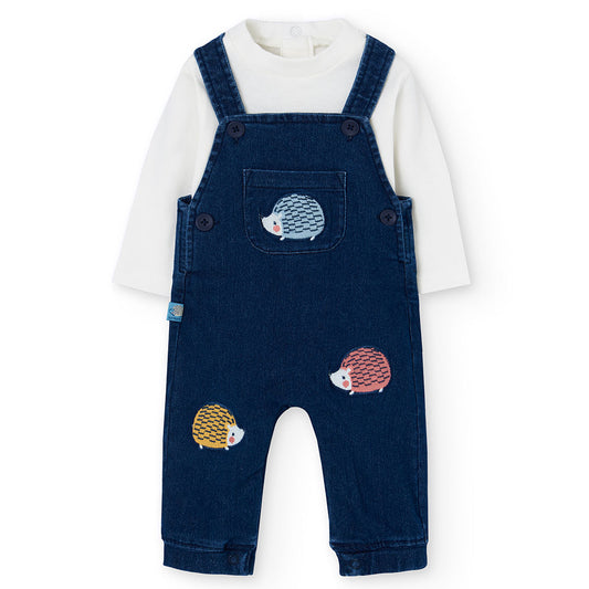 Boboli Baby Boys Soft Denim Hedgehog Dungaree 2 Piece Set