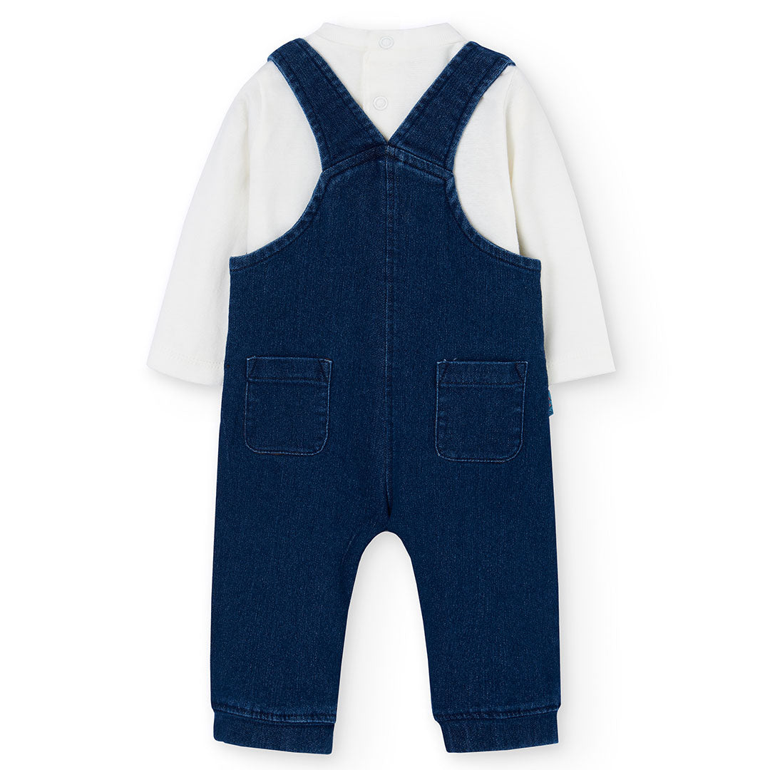 Boboli Baby Boys Soft Denim Hedgehog Dungaree 2 Piece Set
