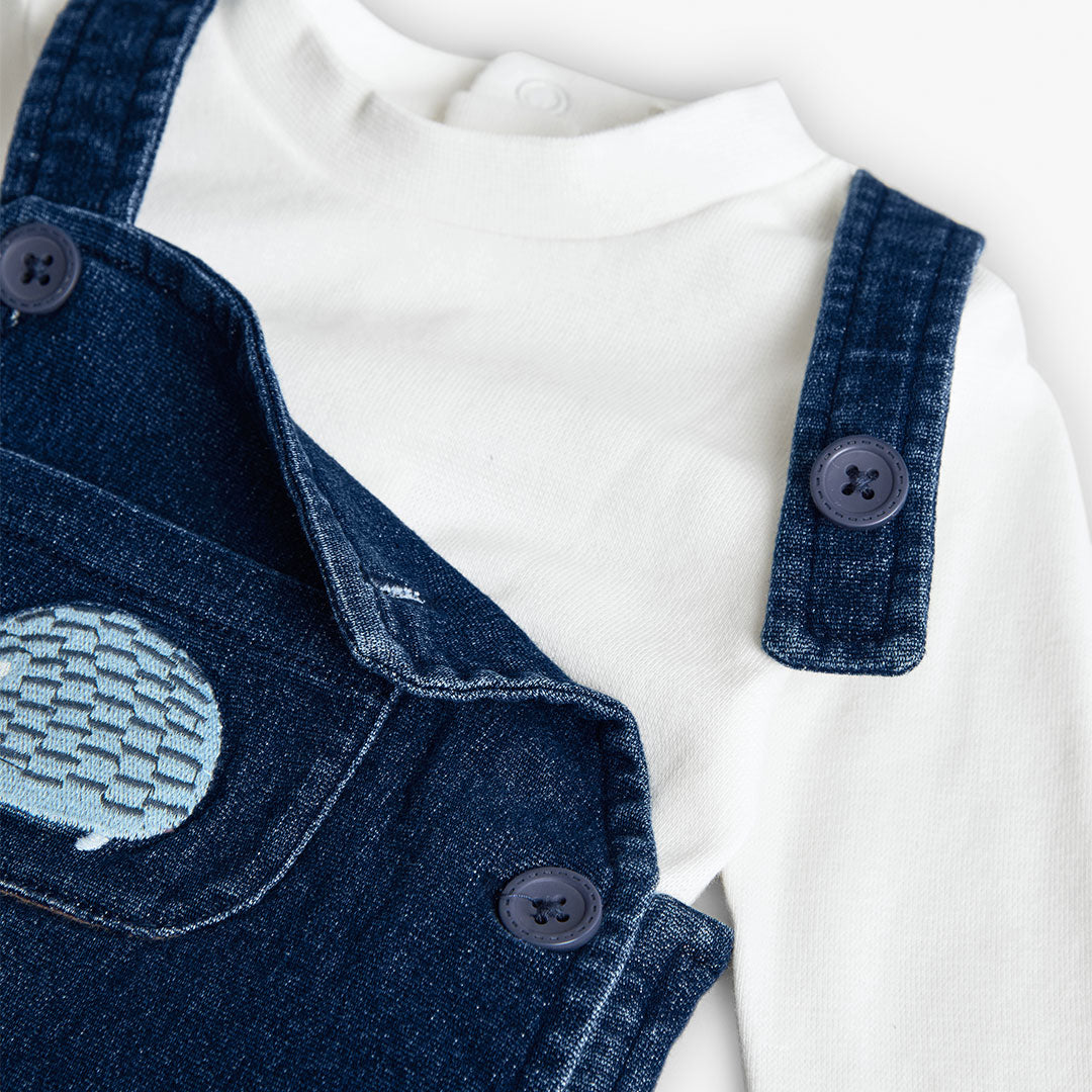 Boboli Baby Boys Soft Denim Hedgehog Dungaree 2 Piece Set