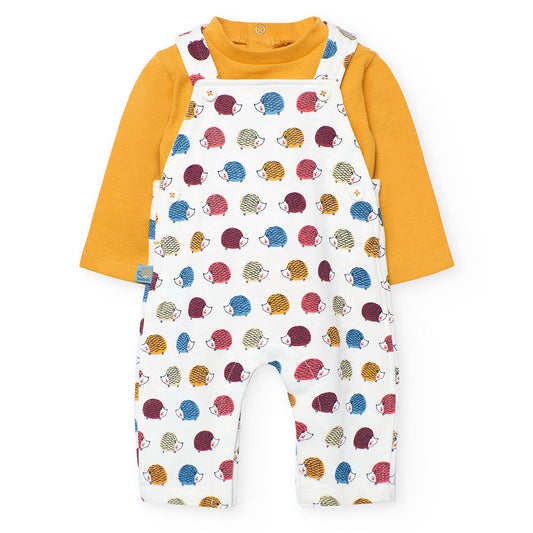 Boboli Baby Boys White Knit Hedgehog Dungarees 2 Piece