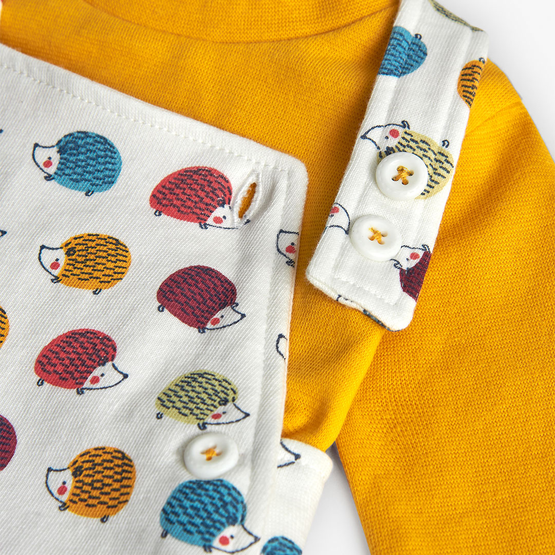 Boboli Baby Boys White Knit Hedgehog Dungarees 2 Piece