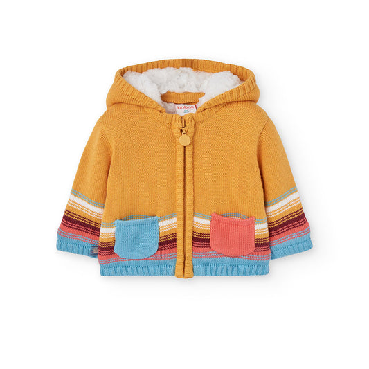 Boboli Baby Boys Mustard Fleeced Knit Jacket