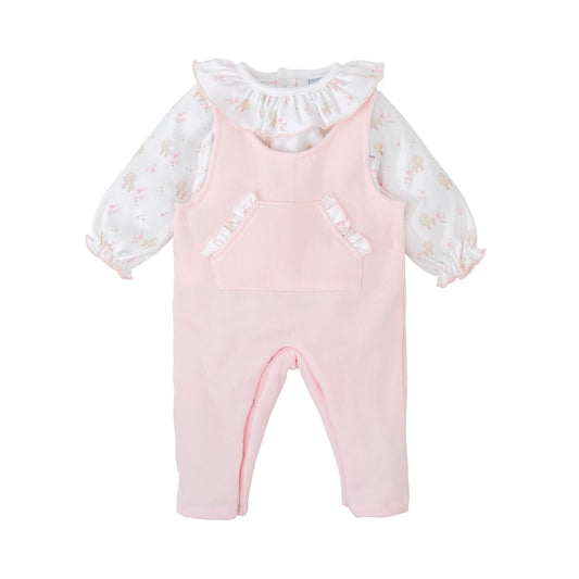 Babidu Baby Girls 100% Cotton Knitted Dungaree Set