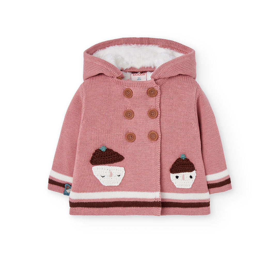 Boboli Baby Girls Knit Pink Button-up Jacket