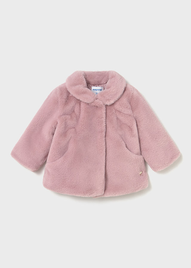 Mayoral Baby Girls Pink Crystal Fur Coat