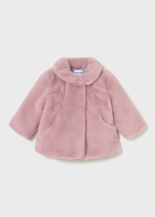 Mayoral Baby Girls Pink Crystal Fur Coat