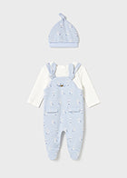 Mayoral Newborn Baby Boy Sky Blue Dunagrees With Hat