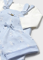 Mayoral Newborn Baby Boy Sky Blue Dunagrees With Hat