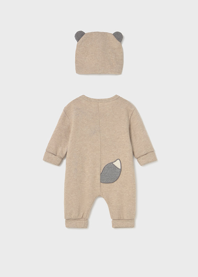 Mayoral Baby Boys Oat Bear Long Bodysuit With Hat