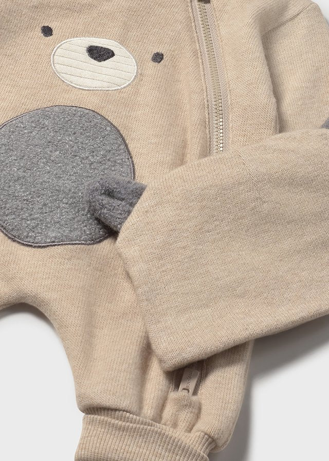 Mayoral Baby Boys Oat Bear Long Bodysuit With Hat