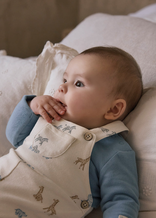 Mayoral Baby boy Blue Bell Animal Printed Dungarees Set