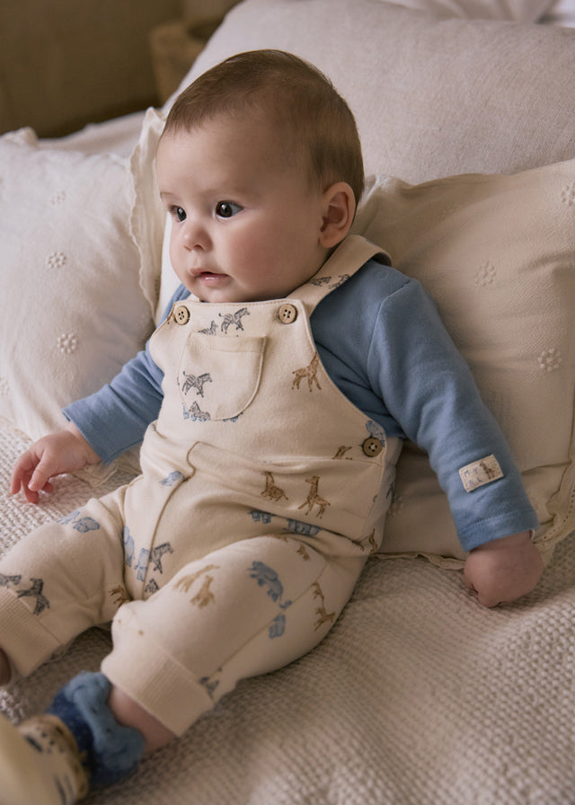Mayoral Baby boy Blue Bell Animal Printed Dungarees Set