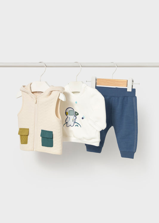 Mayoral Baby Boys 3 Piece Astronaut Tracksuit With Vest