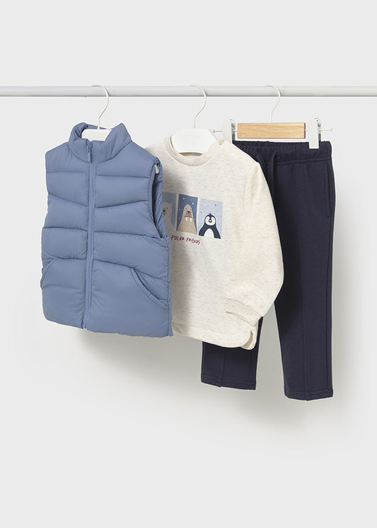 Mayoral Baby Boys 3 Piece Iceberg Pullover, Trousers & Vest Set