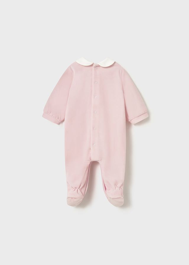 Mayoral Newborn Baby Girls Rose Pink Velour Onesie