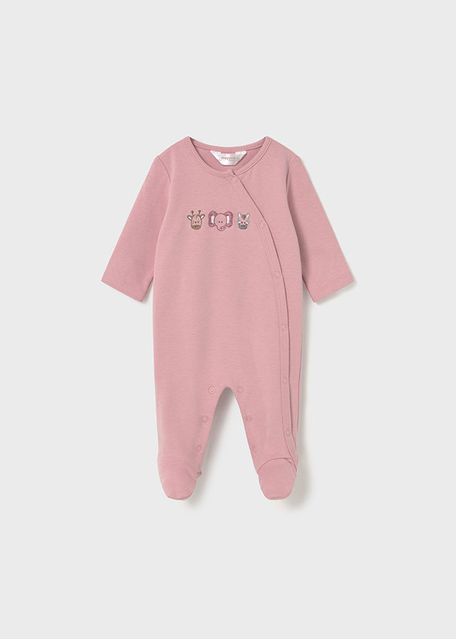 Mayoral Newborn Baby Girl Dust Pink Animal Babygrow