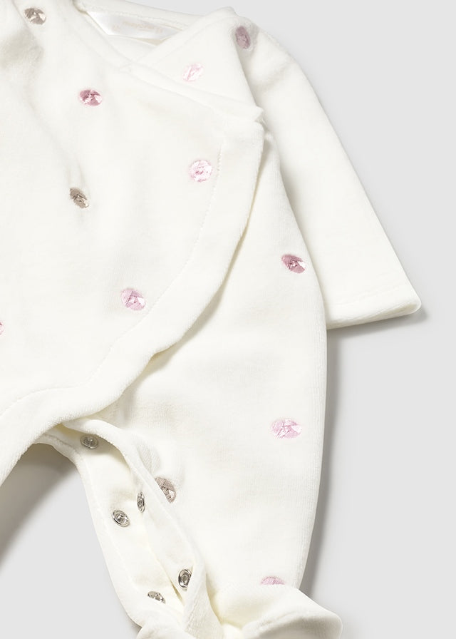 Mayoral Rose Baby Girls White Fleeced Babygrow