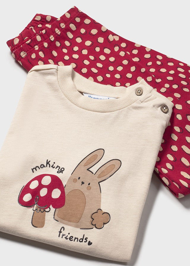 Mayoral Girls Mushroom Jumper with Polka Dot Leggings