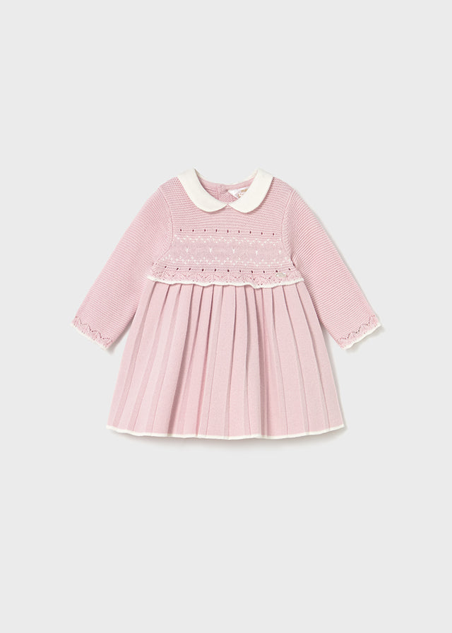 Mayoral Baby Girls Pink Knit Pleated Dress