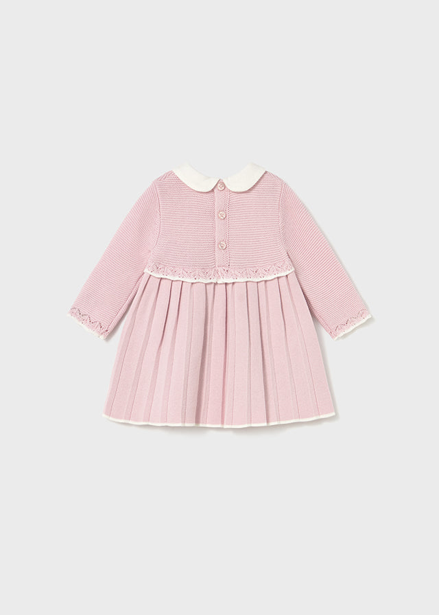 Mayoral Baby Girls Pink Knit Pleated Dress