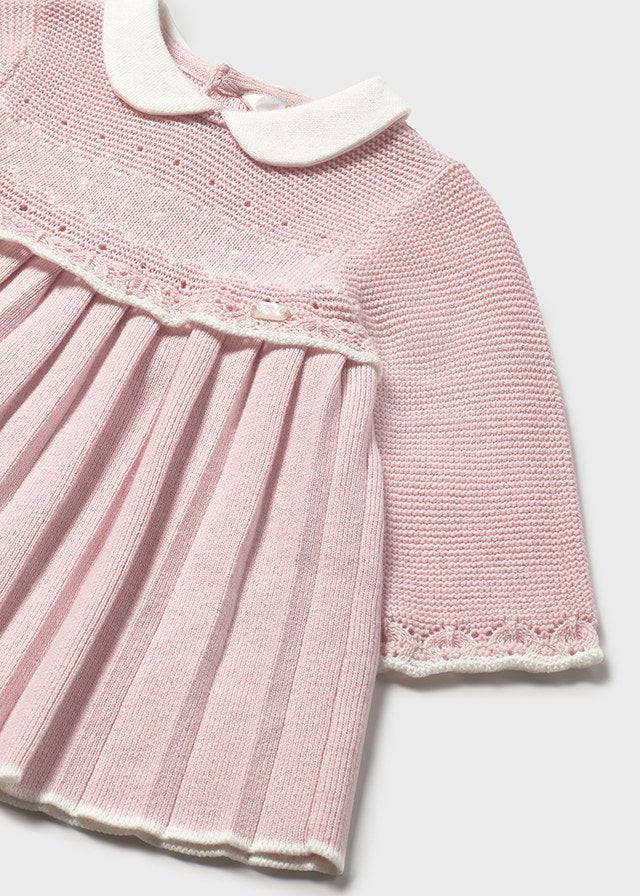 Mayoral Baby Girls Pink Knit Pleated Dress