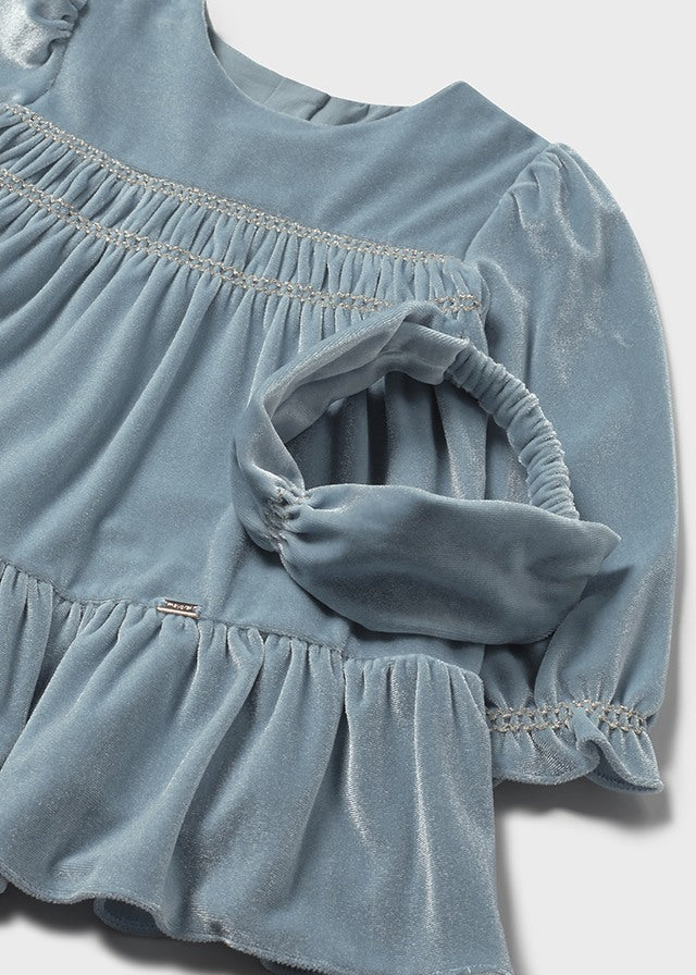 Mayoral Baby Girls Blue bell Velvet Dress With Hairband