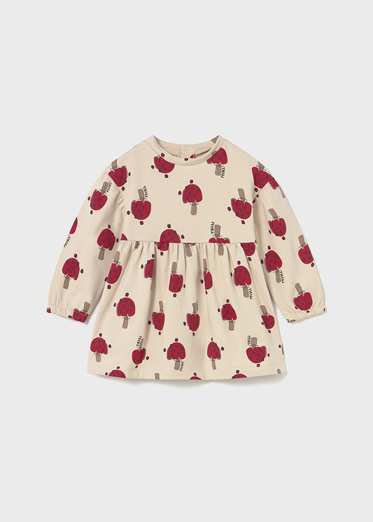 Mayoral Baby Girls Mushroom Fleeced Jumper Dress