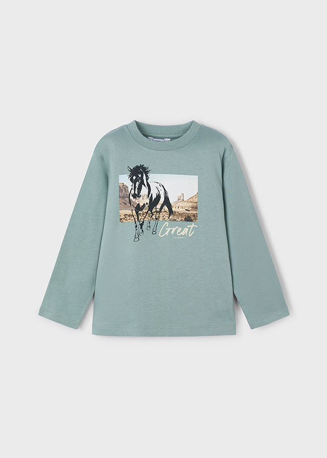 Mayoral Girls Long Sleeve Glacial Horse Top