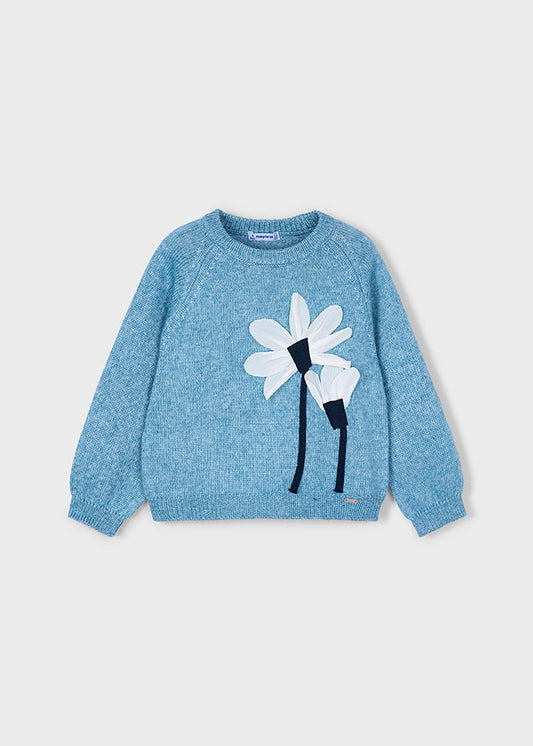 Mayoral Girls Ocean Blue Flower Applique Jumper