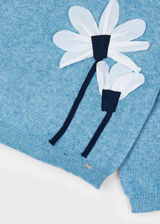 Mayoral Girls Ocean Blue Flower Applique Jumper