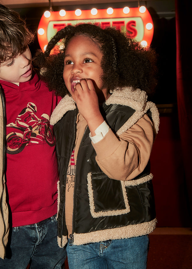 Mayoral Girls Black Fur Gilet