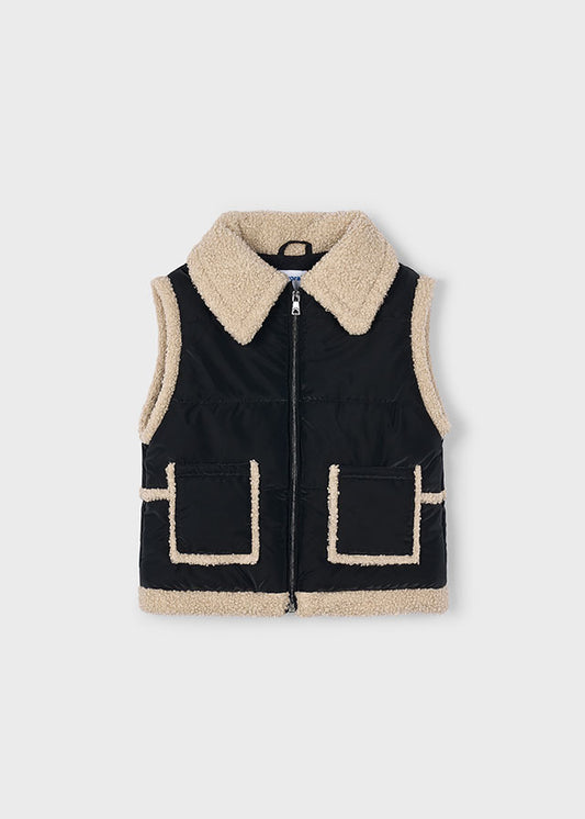 Mayoral Girls Black Fur Gilet