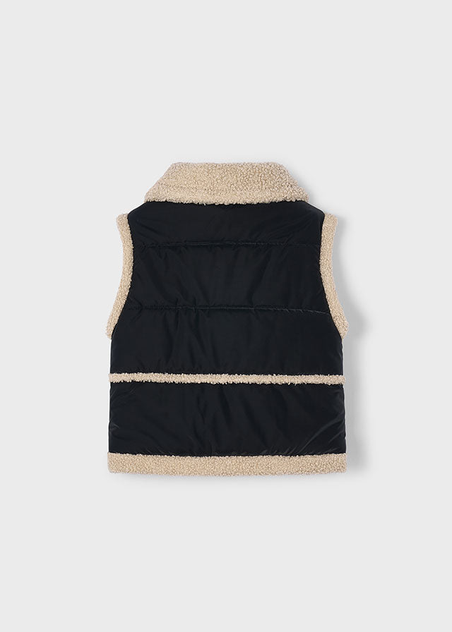 Mayoral Girls Black Fur Gilet