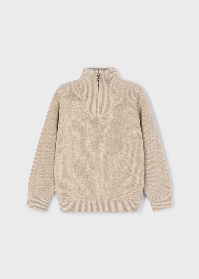 Boboli Boys Knit Half Zip Chai Sweater