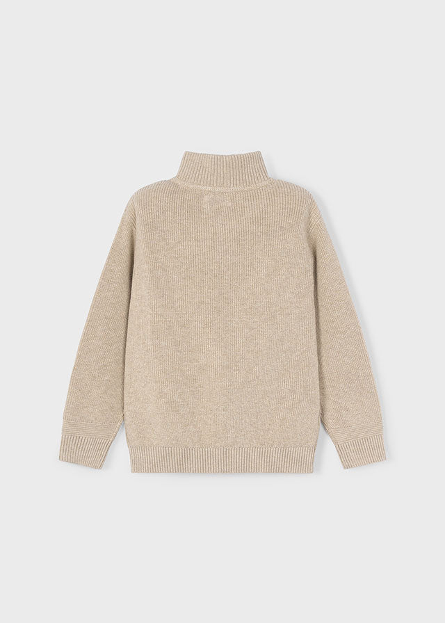 Boboli Boys Knit Half Zip Chai Sweater