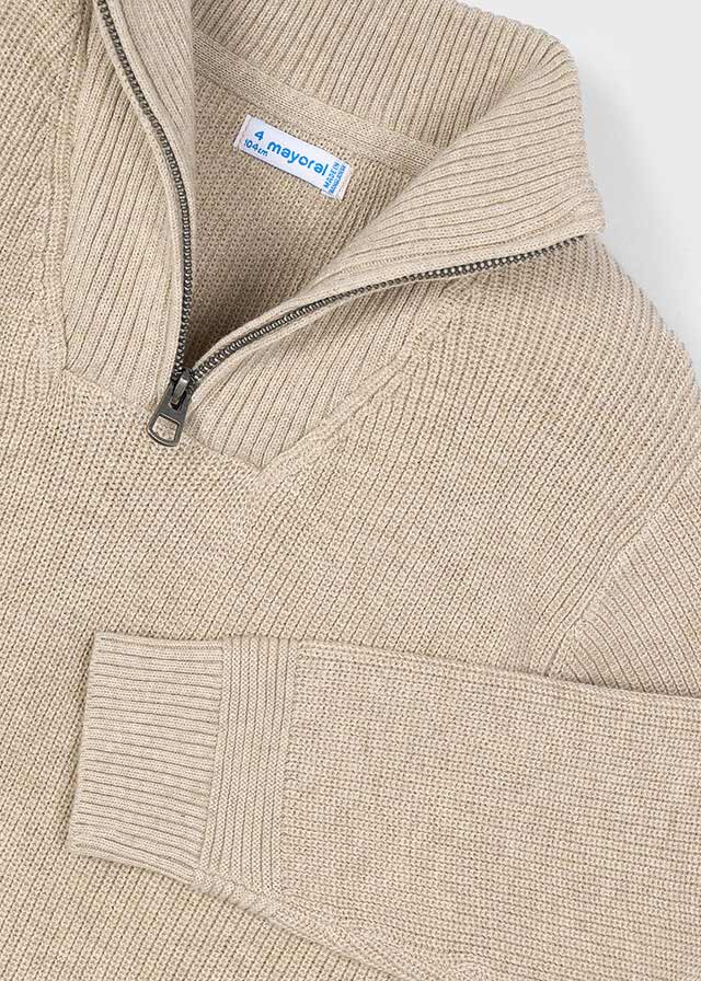 Boboli Boys Knit Half Zip Chai Sweater