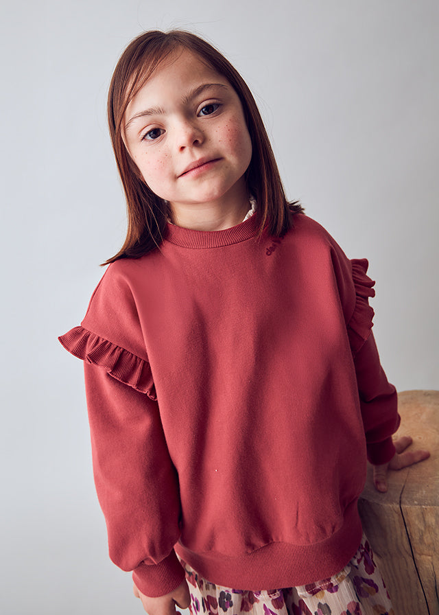 Mayoral Girls Cherry Ruffle Sleeve Jumper