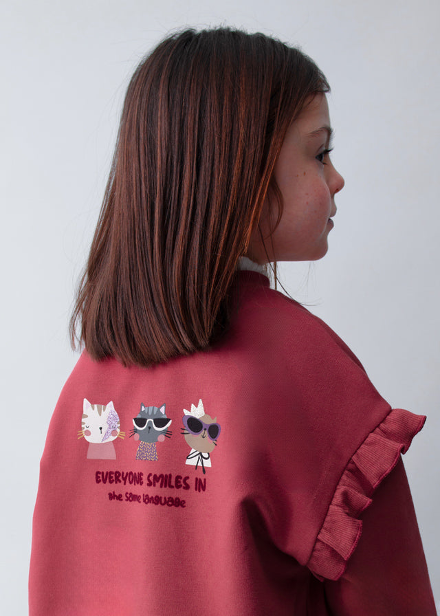 Mayoral Girls Cherry Ruffle Sleeve Jumper