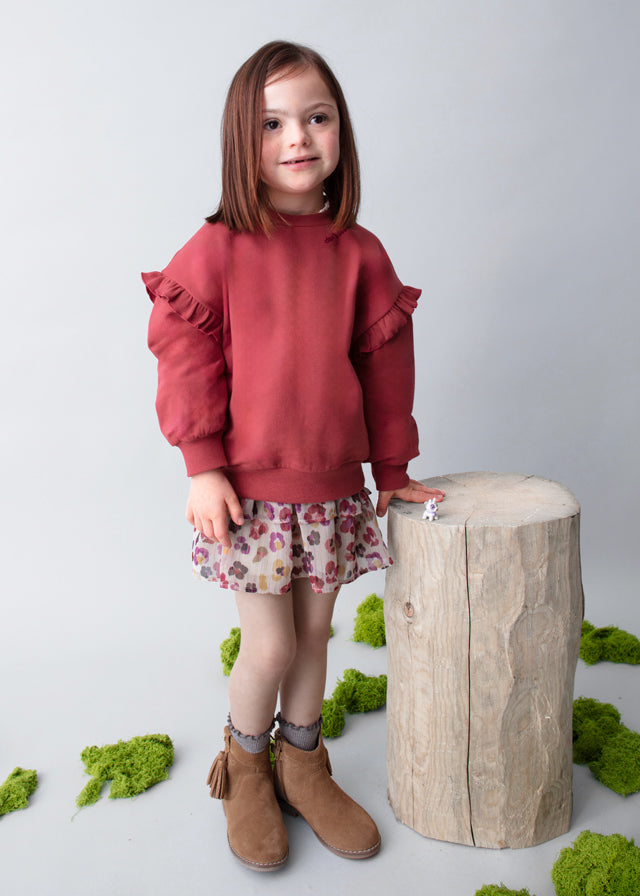 Mayoral Girls Cherry Ruffle Sleeve Jumper