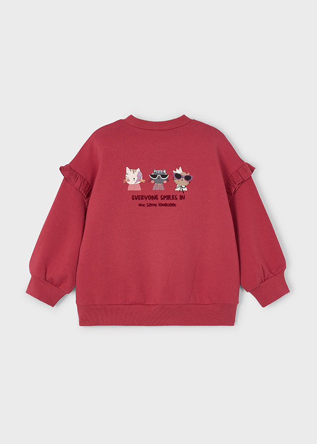 Mayoral Girls Cherry Ruffle Sleeve Jumper