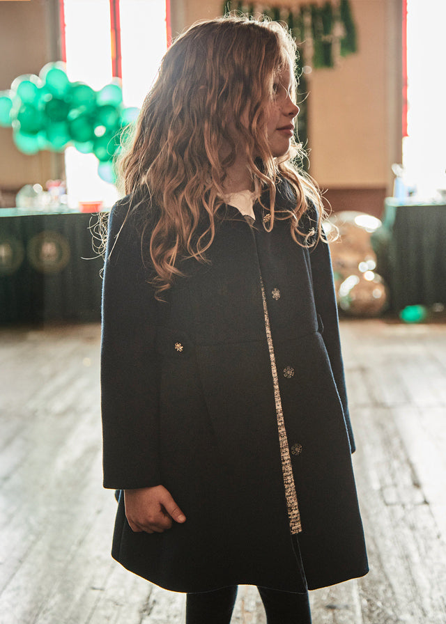Mayoral Girls Navy Woollen Tailored Coat