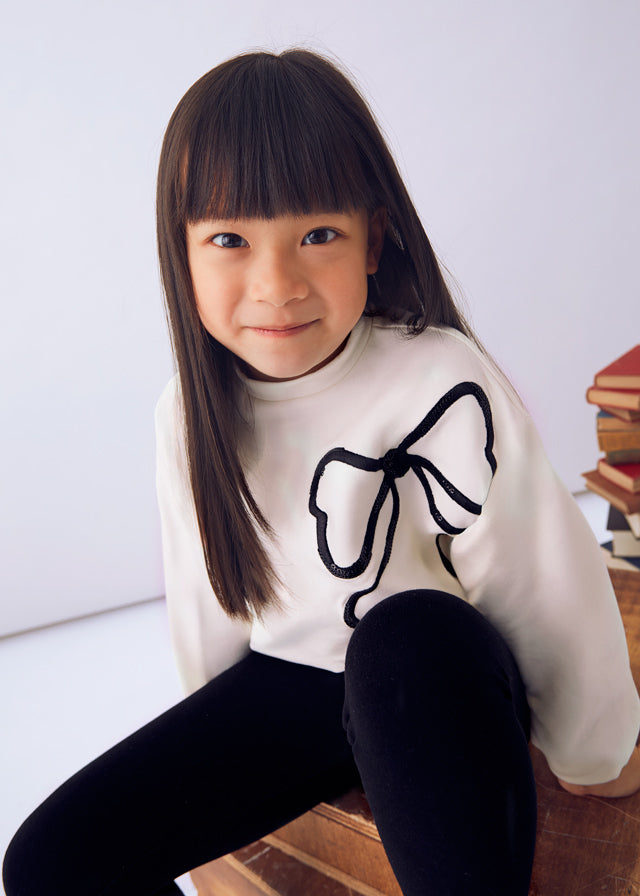 Mayoral Girls Black And White Bow Leggings Set
