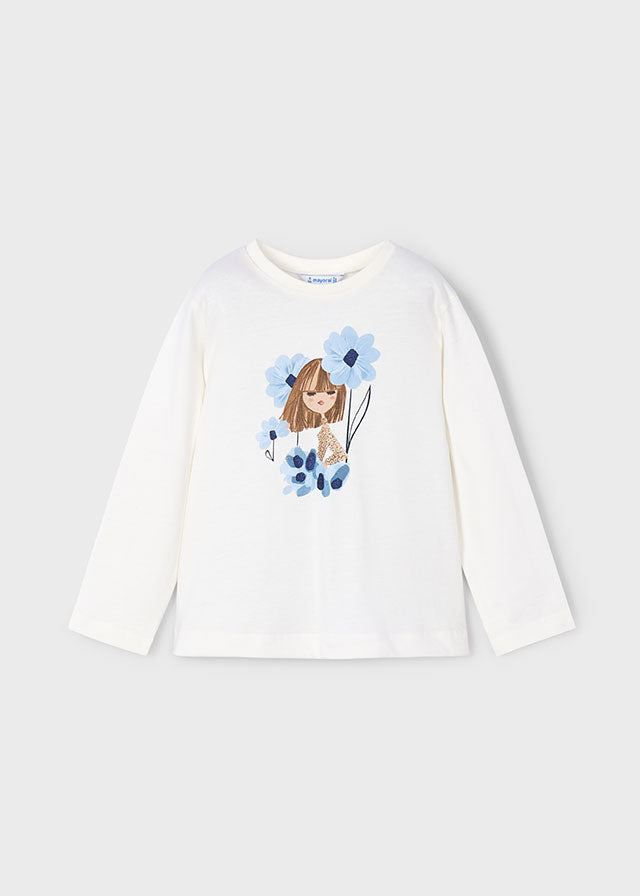 Mayoral Girls Long Sleeve Top With 2pc Navy & Stone Leggings Set