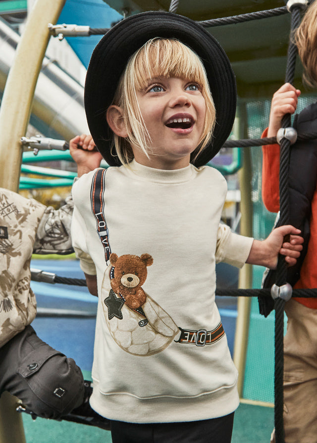 Mayoral Girls Beige Love Jumper With Black Leggings Set