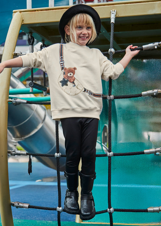 Mayoral Girls Beige Love Jumper With Black Leggings Set