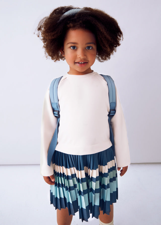 Mayoral Girls Sand Pleated Stripes Jumper Dress