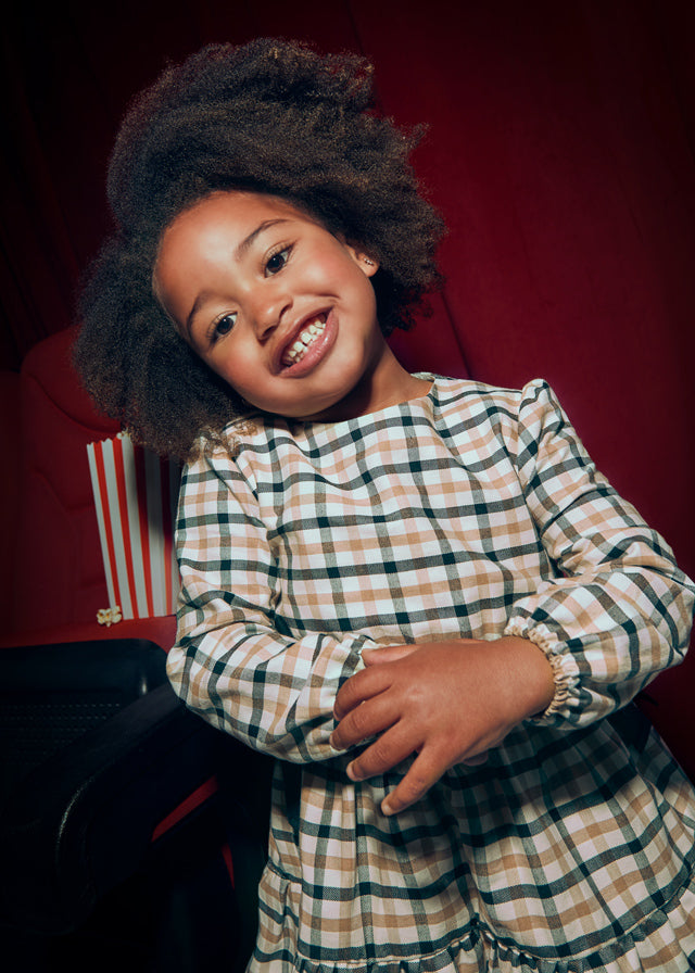 Mayoral Girls Black Plaid Dress