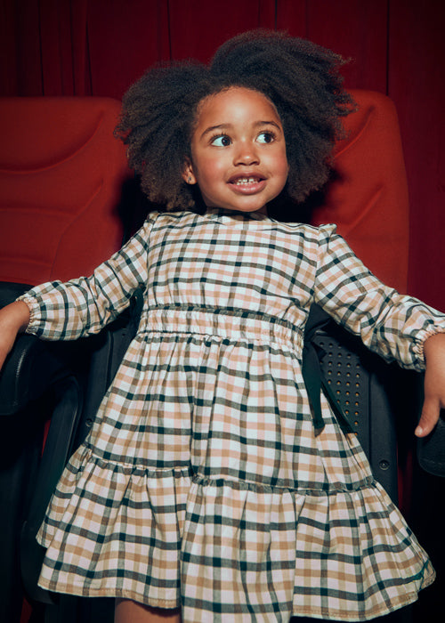 Mayoral Girls Black Plaid Dress