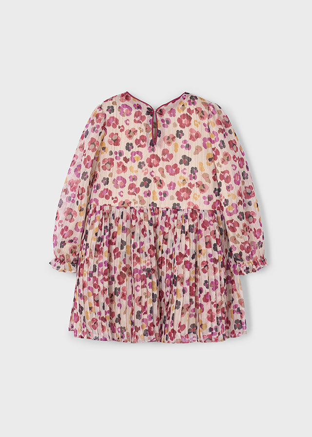 Mayoral Girls Cherry Flower Print Pleated Dress
