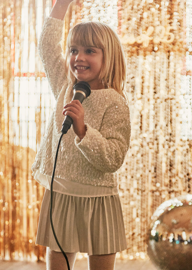 Mayoral Girls Sand Sequin Combined Dress